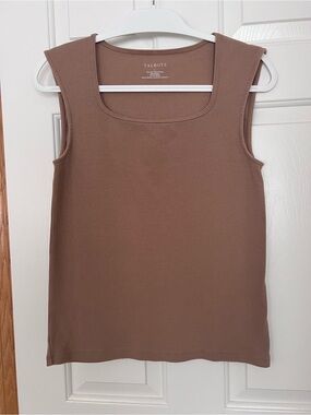 Talbots Ribbed Square-Neck Tank in Warm Brown